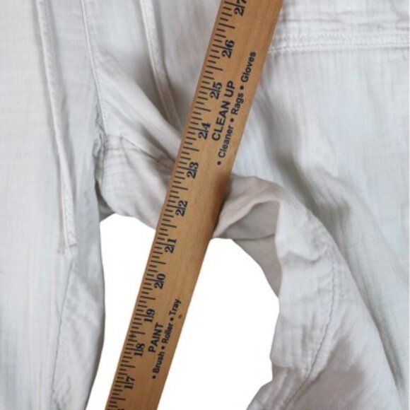 Old Navy Safari Pants White L Slouchy Coastalcore Gauzy Cotton Cropped - Picture 6 of 9